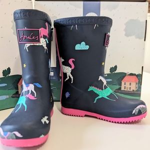🦄 JOULES Roll-Up Rain Boots - Waterproof, Size Toddler 9 and 10.
